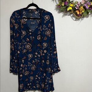 Sanctuary Harvest Moon Floral Print Blouse in Deep Blue